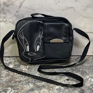 1998 Tweety Bird Looney Tunes Black Crossbody Bag Y2K Aesthetic